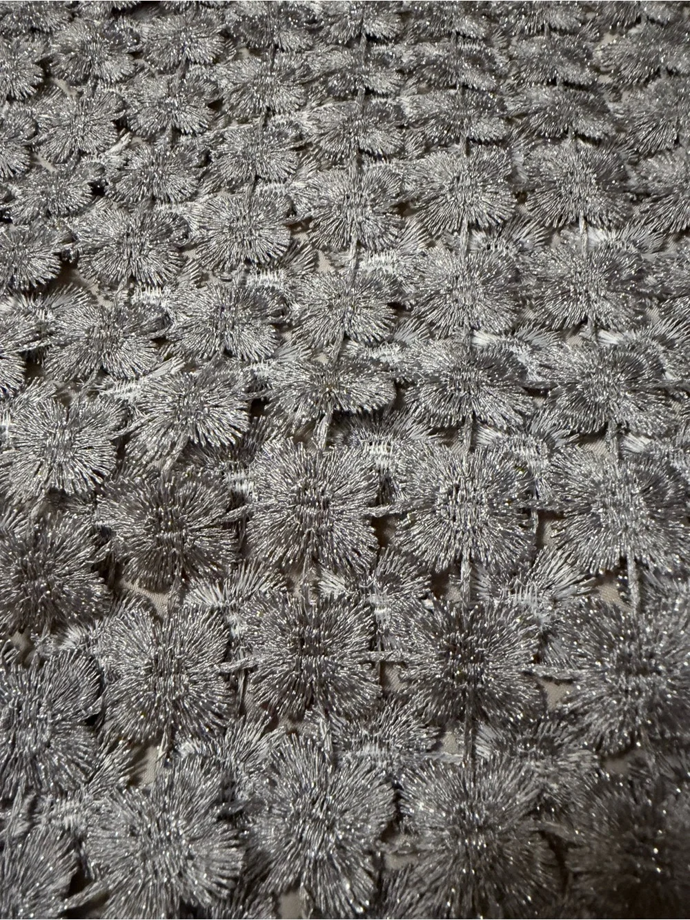 🌻VINTAGE Silver Crochet Flower / Star Stitch variant Beautiful Runner.